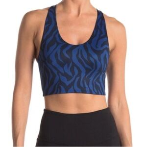 Nordstrom Zella Blue Zebra Print Longline Sports Bra Workout Top